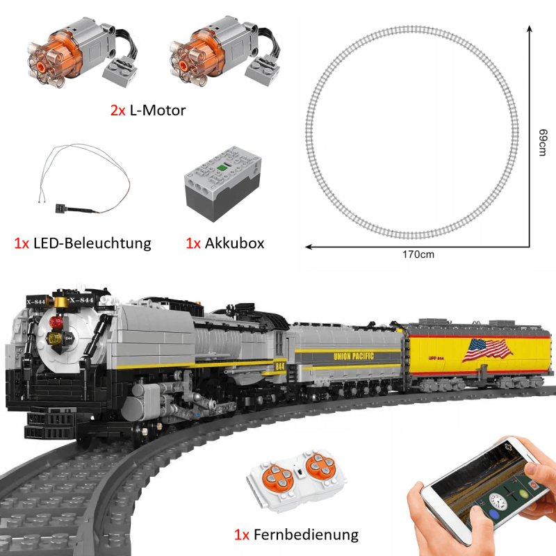 MOULD KING 12031 | Union Pacific UP844 Dampflokomotive